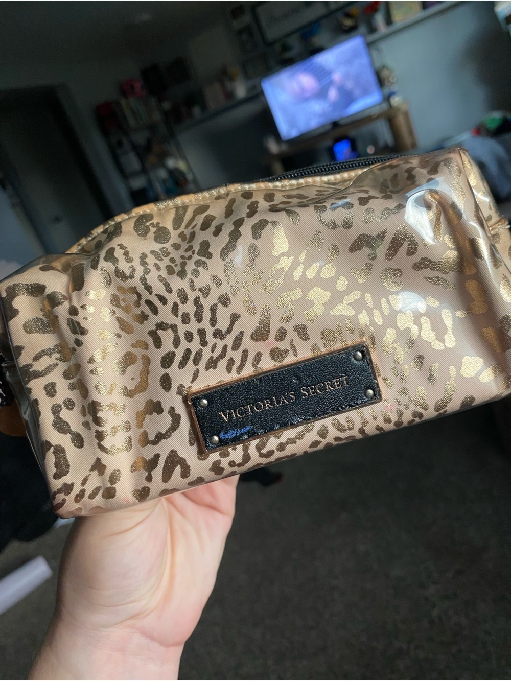 Victoria's Secret Metallic Gold Leopard Cosmetic Pouch